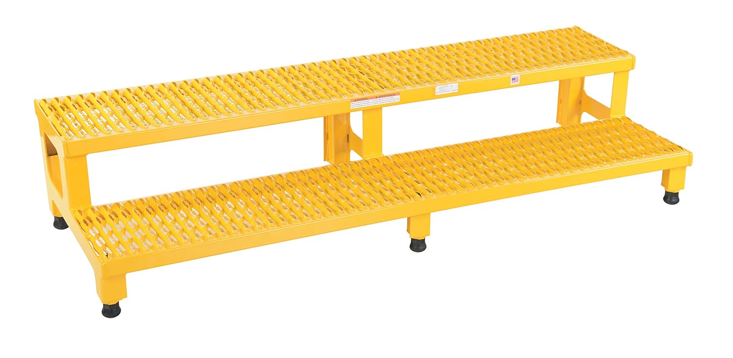 Vestil ASP-60 Steel Adjustable Step Mate Stand 2 Step 22-7/8 in. x 59-3/4 in. x 15-1/4 in. 500 Lb. Capacity Yellow
