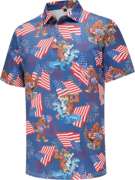 Men's Golf Polo Shirts Funny Golf Shirts for Men Performance Moisture Wicking Quick Dry Athletic Short Sleeve Shirts