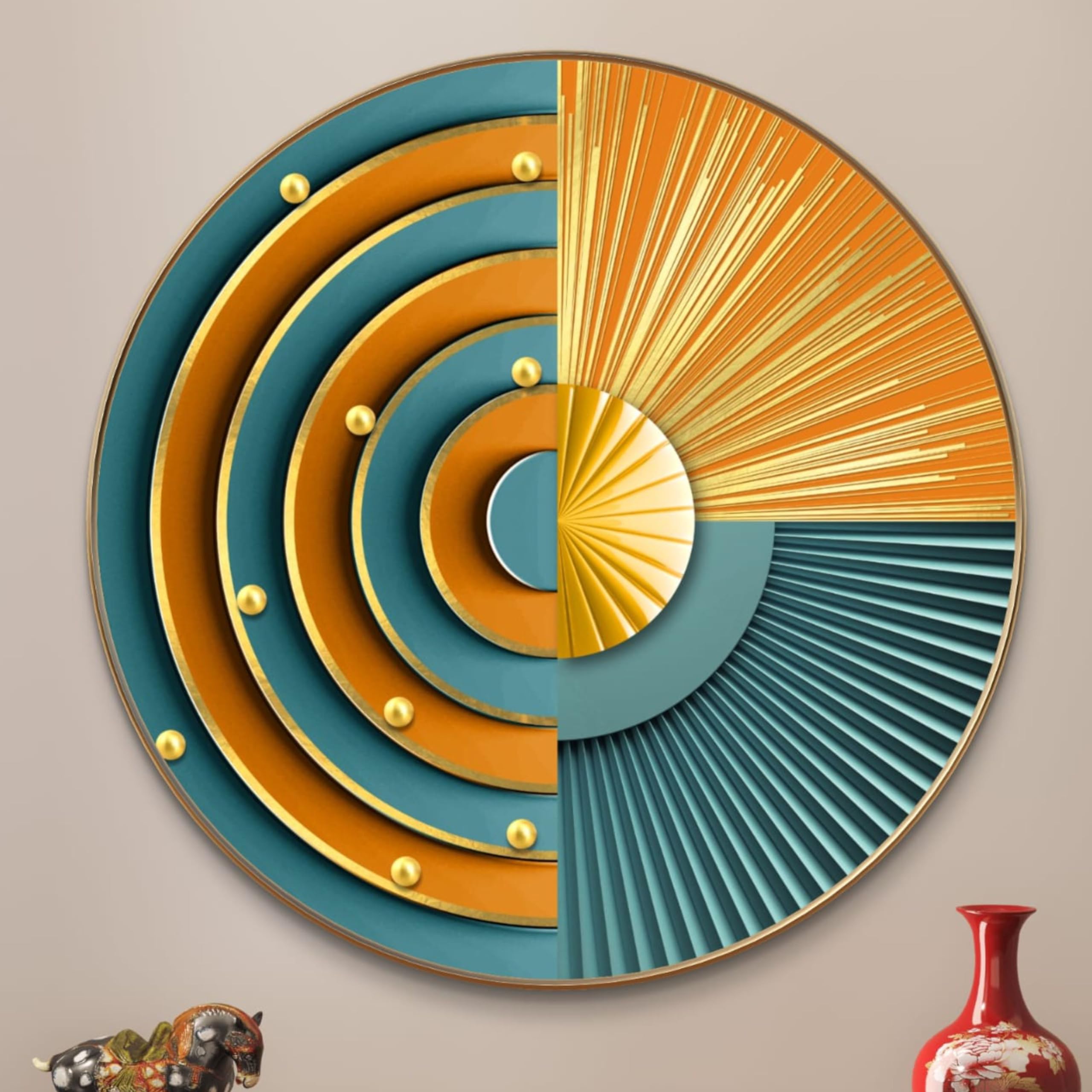 Livin'luxe paintings Abstract modern art Crystal Embedded High Gloss Mirror Finished Surface Golden Slim Frame 58 cm x 58 cm Large Size, For Home/Office/Hotel painting GR-15