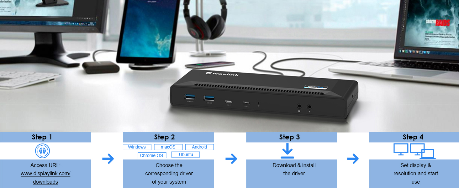 Wavlink 4K Dual HDMI 9-in-1 Universaldock mit 65W/100W Power