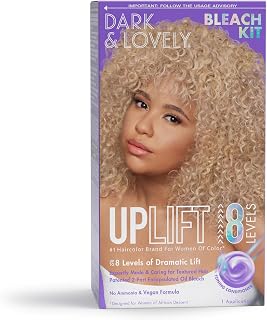 Dark & Lovely Uplift Bleaching Kit: Ammonia-Free Powder Bleach for 8 Levels Lift on Curly Dark Hair