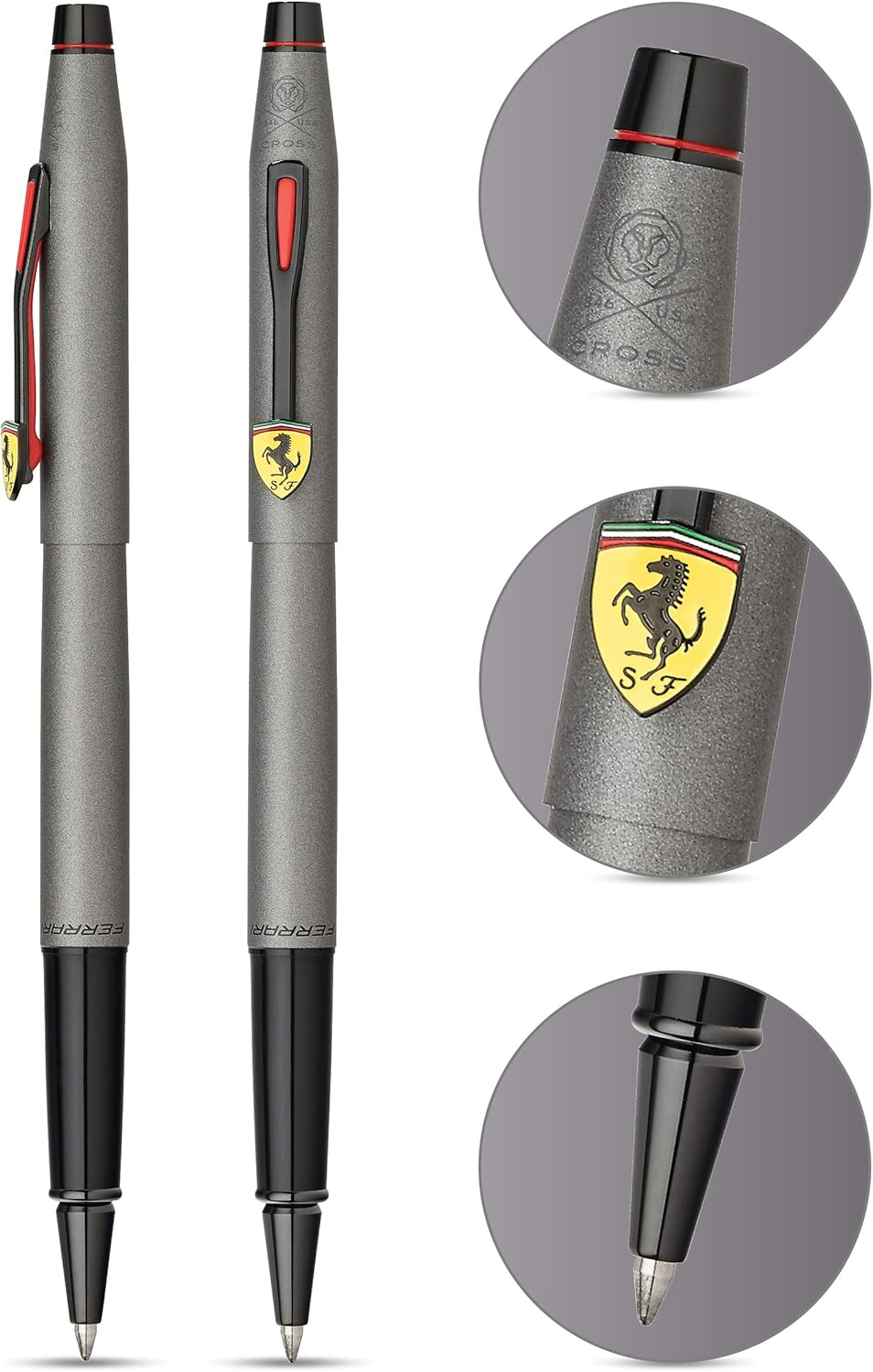 Cross Scuderia Ferrari Classic Century Rollerball Pen, Includes Premium Gift Box - Titanium Grey Satin Lacquer