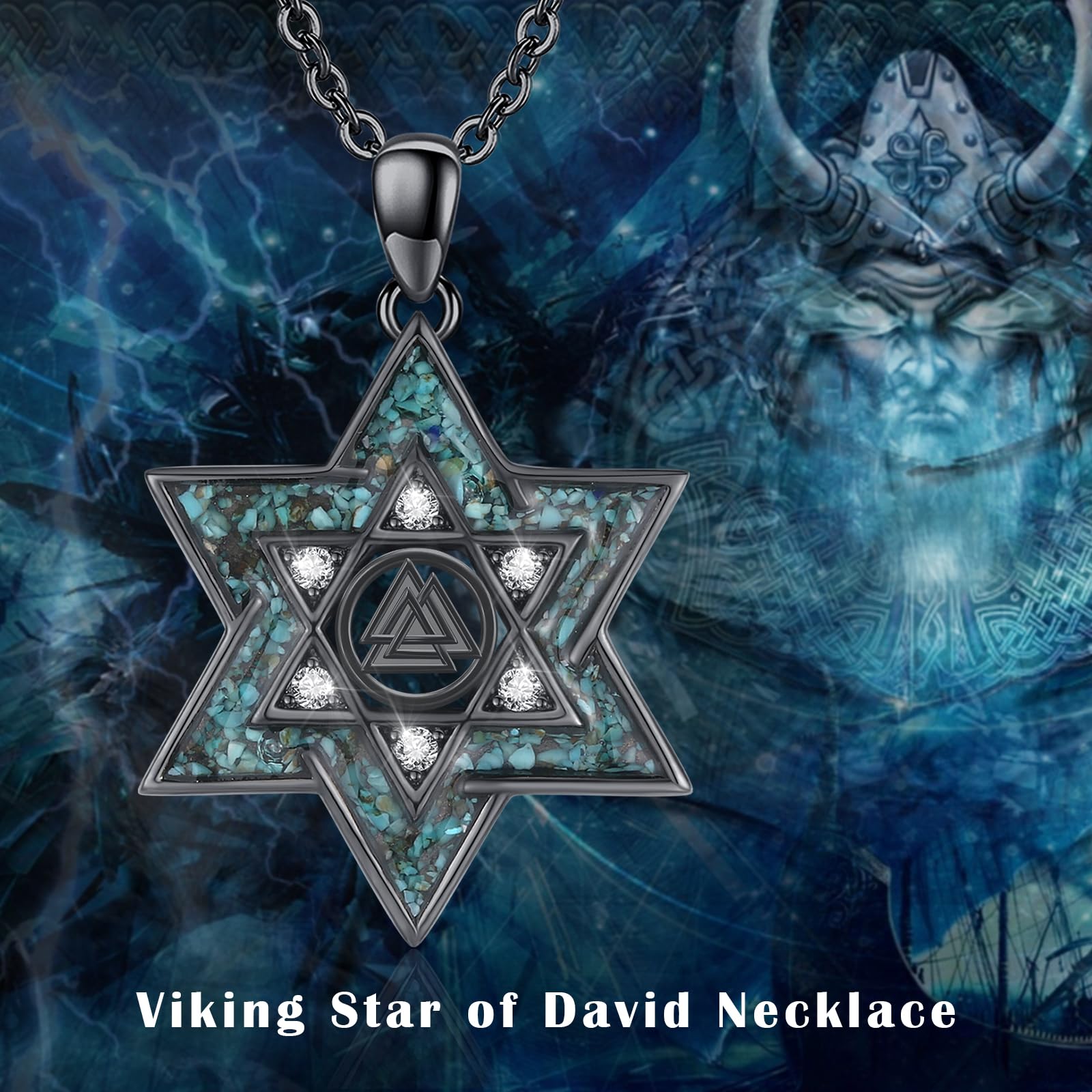 Midir&Etain Collana con ciondolo a forma di stella di David, in argento Sterling 925 con turchese e stella ebraica, idea regalo per donne e ragazze