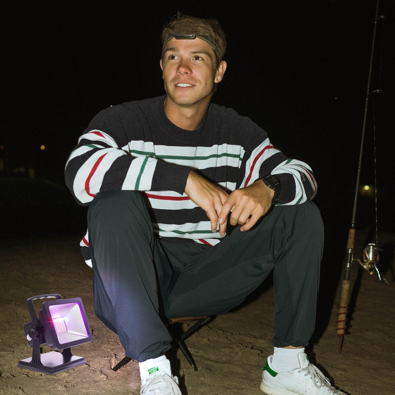 KOMBIUDA LED Flood Lamp Recargable con Luz Roja y Azul de Emergencia Imán para Exterior Jardín y Camping Luz de Trabajo Portátil y Resistente