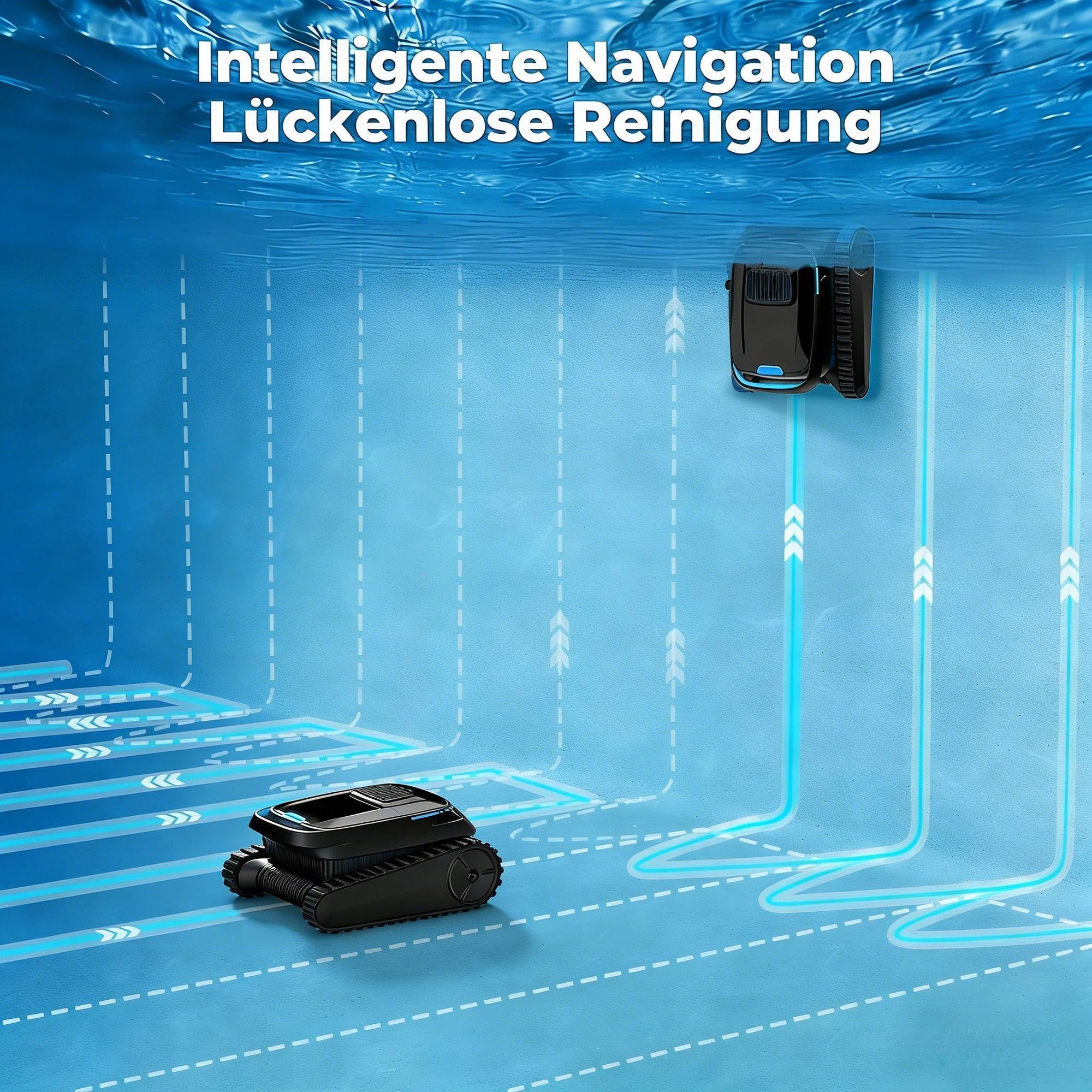 (2026 Neu) Poolroboter Akku Boden und Wand Wasserlinie, Poolsauger Kabelloser, 18927LPH Saugkraft, Intelligenten Navigation für Aufstellpool Eingelassenen Pool bis 170㎡, PC10 (Schwarz)