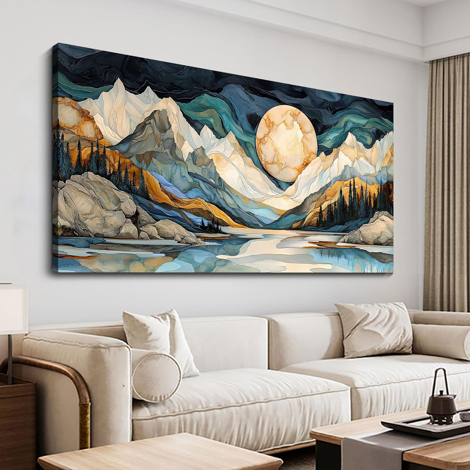 jeawa large canvas wall art - abstract painting decor, textured mountain pictures as gifts for friends, modern art prints for bedroom living room bathroom home decoration, 29x58 in abstract canvas wall art 58"l x 29"w