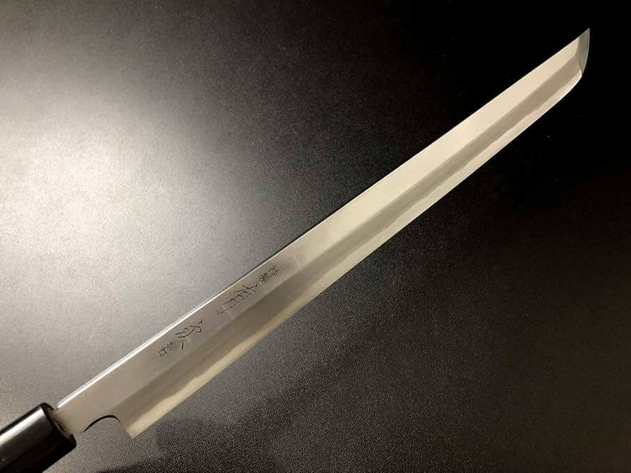 有次 柳刃包丁 青二鋼 層鍛先丸蛸引 300 定価33,000円 有次 包丁 先丸蛸引 層鍛 300 mm 青鋼2 築地 ARITSUGU お名前