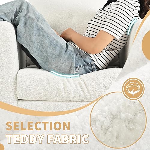 Miniatura 75 de Silla decorativa moderna, sillón tapizado con almohada, sofá individual de tela con asiento de salón y patas de madera, silla decorativa para sala