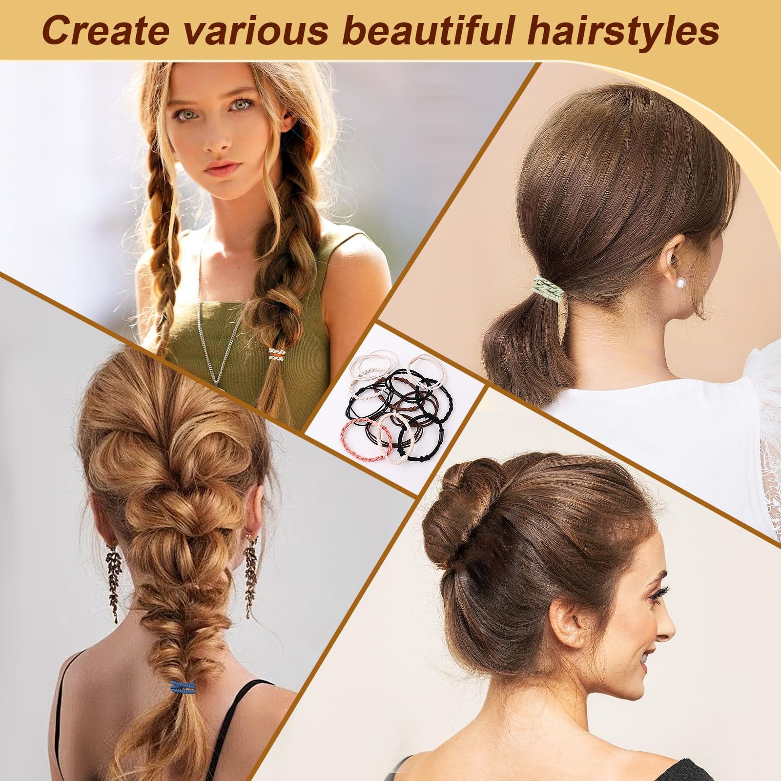 RIXERKOC 48 Pieces Boho Hair Bobbles Elastic Hair Bands for Women Cute Hair Bobbles Without Damage - Image 4
