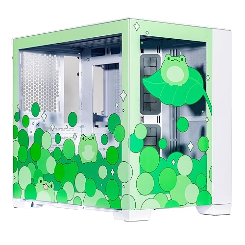 Velztorm Minty Frog Green Limited Edition Art Aluminum Tempered Glass O11 Dynamic Mini Snow White Gaming Computer Case, Supports Mini-ITX, Micro-ATX, and ATX Motherboard Sizes, O11D Mini-S - Minty Frog