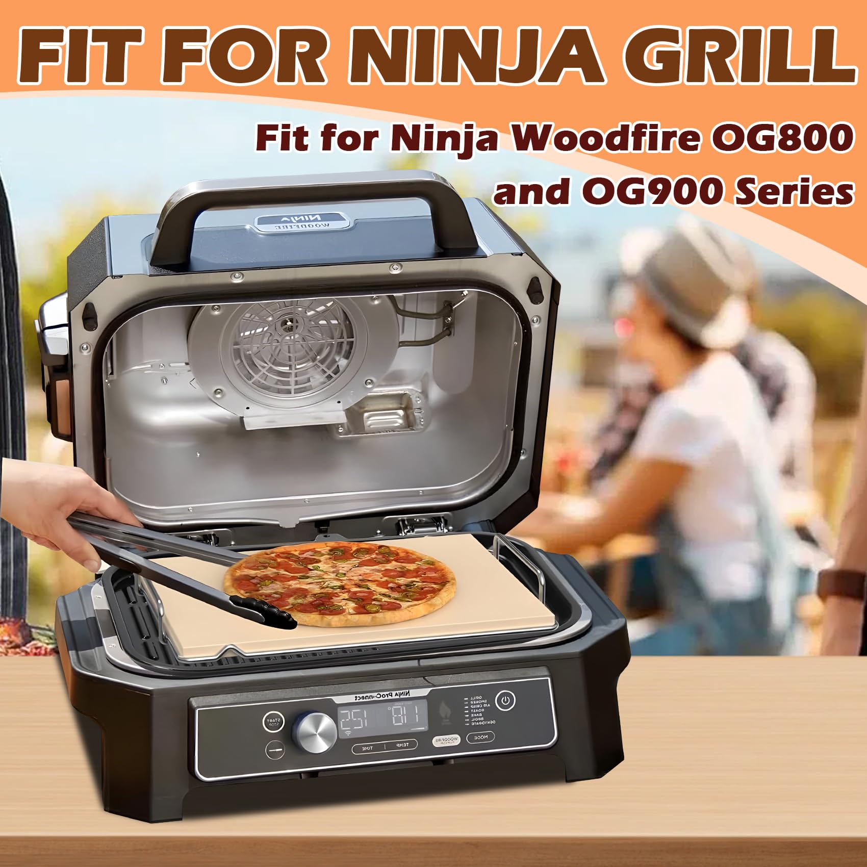 Amazon.com : MOASKER Pizza Stone with Rack for Ninja Woodfire XL