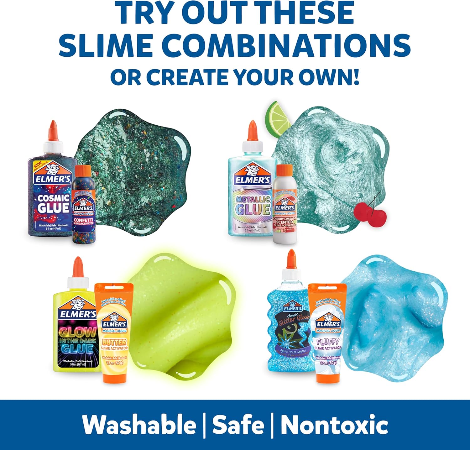 Elmer’s All-Star Slime Kit, Includes Liquid Glue Activator and Premade Slime, 9 Count - Perfect for Birthday Parties, Gift Idea, Kids Activity