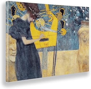 Giallobus - Quadro - Gustav Klimt - La Musica - Tela Canvas - 100x70 - Pronto da Appendere - Quadri Moderni per la casa