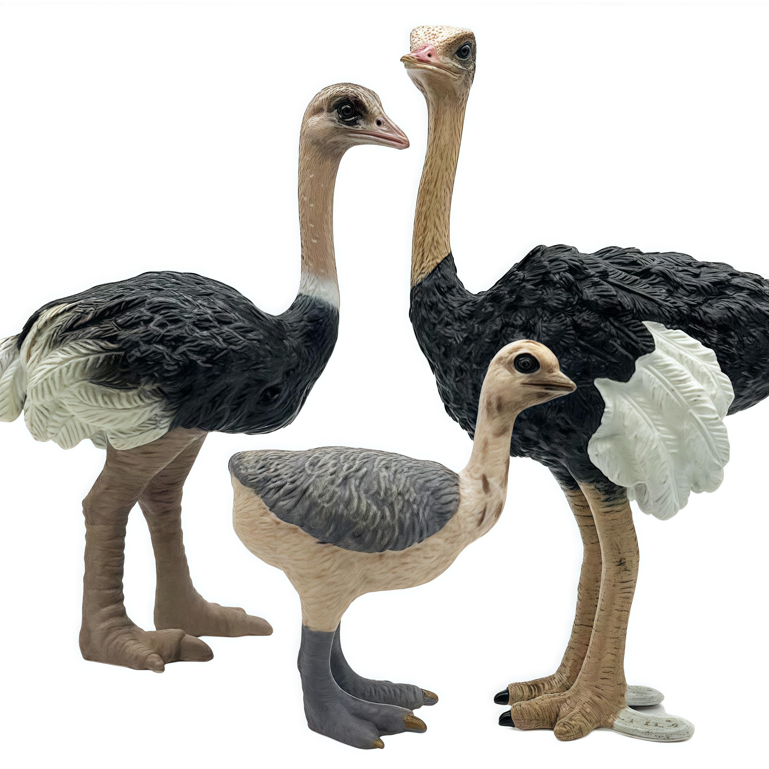 Gemini&Genius Ostrich Action Figure Toys, Jungle Animal Playset Gift, Educational, Cake Toppers, Party Supplies, Ages 3+