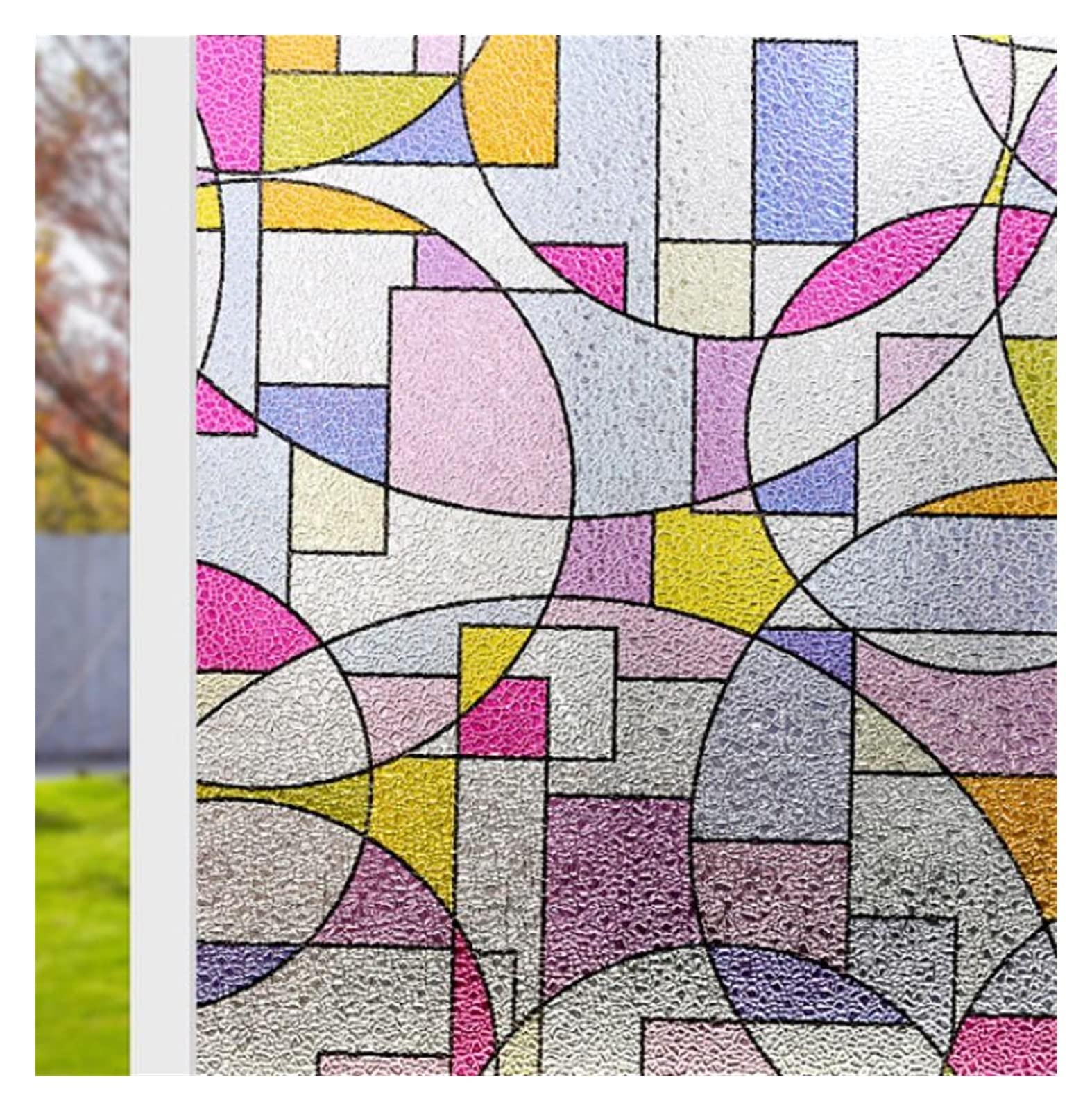 Stained Glass Window Film Window Film Non-Adhesive Static Cling Glass Film Decorative Stained Window Stickers Heat Blocker Heat Control for Home(Auburn,30x200cm)