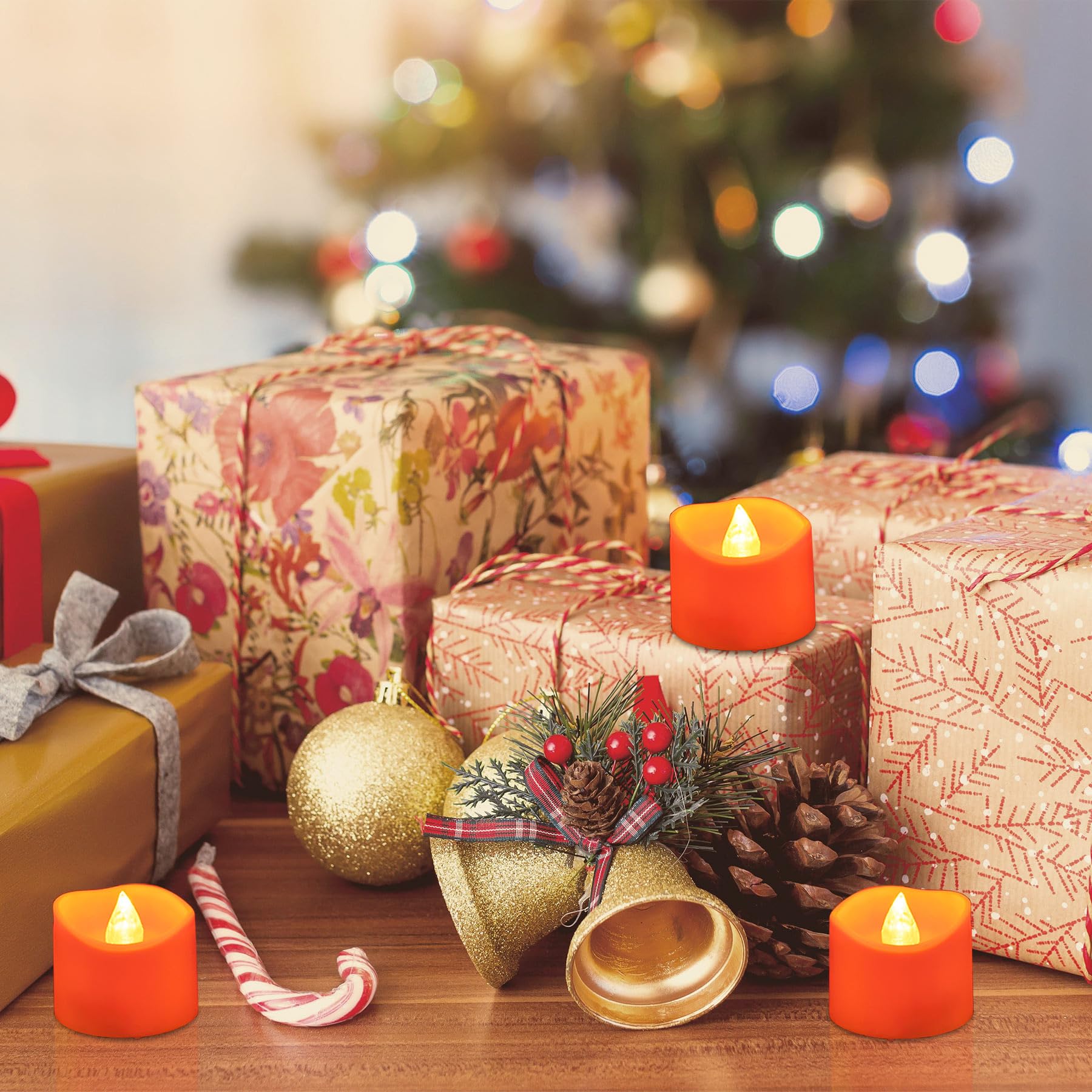 Lumini Votivi LED Rossi - Confezione Da 24, Effetto Fiamma Tremolante | Per Natale, Halloween E Matrimoni