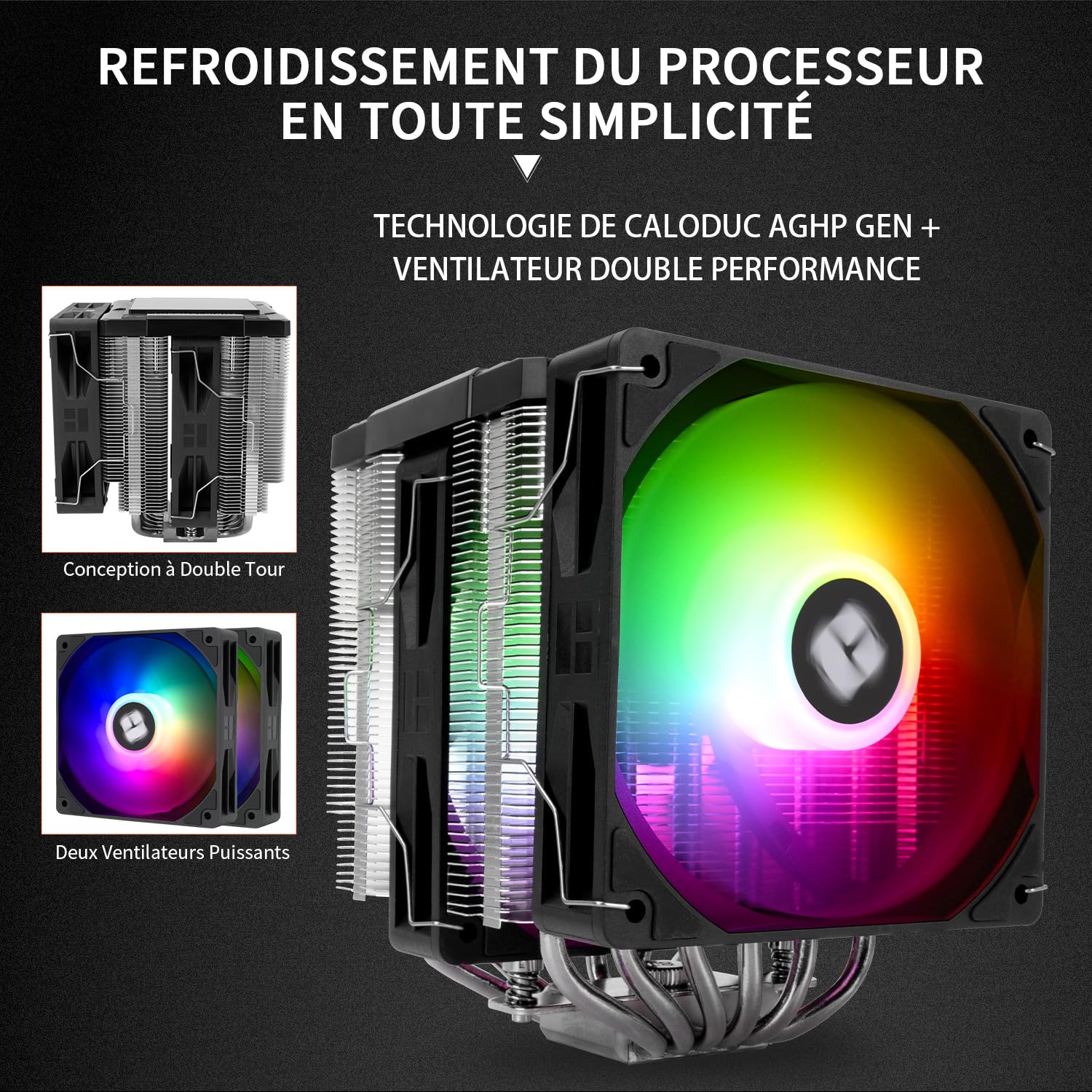 TR Peerless Assassin 120 Digital ARGB Black CPU Cooler, Double 120mm PWM Fans with 1850RPM Speed, Support Intel lga1700/1851/115X,AMD:AM4/AM5,Computer CPU Cooling,Digital Screen Top Cover