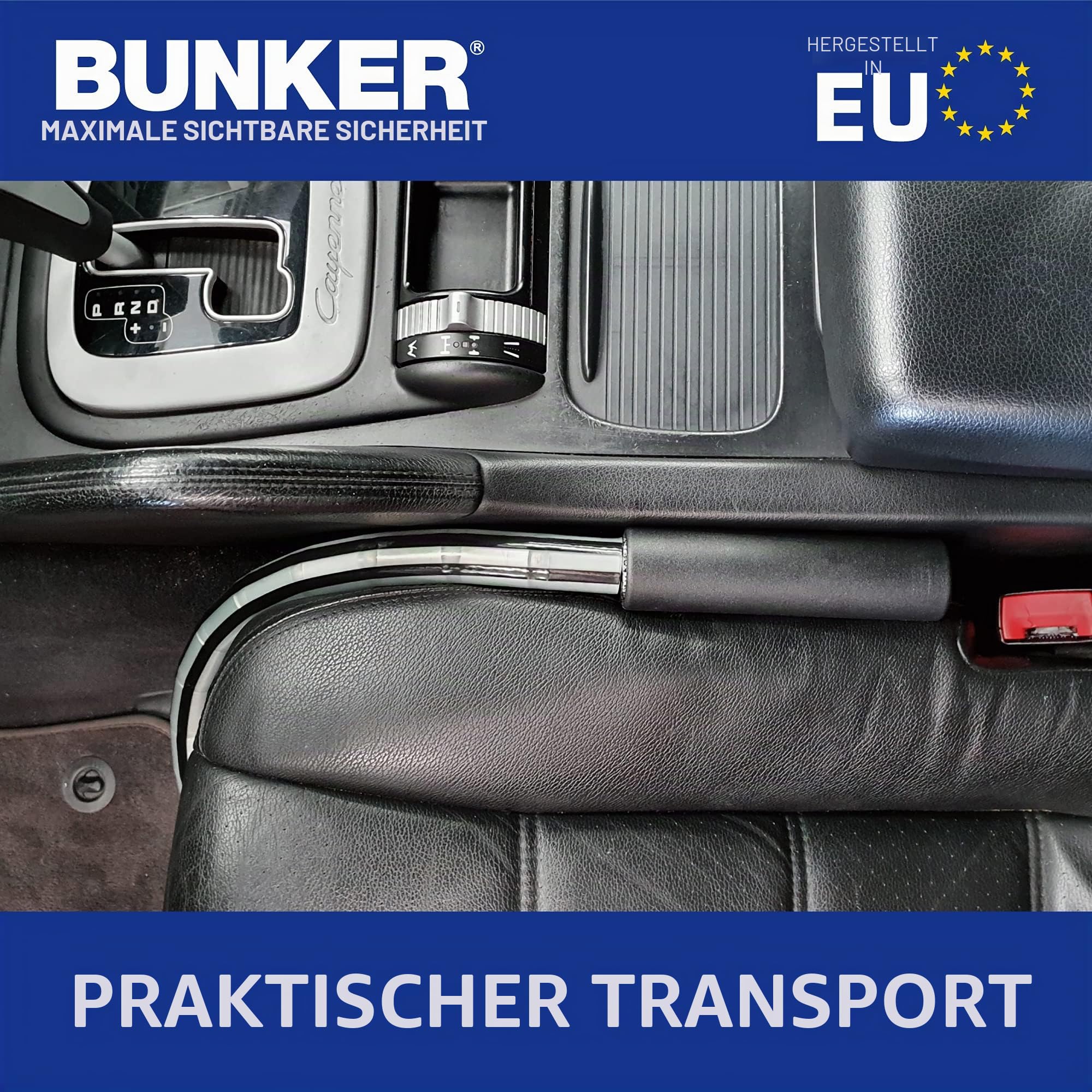 Bunker BA80N Hochwertige Lenkradkralle am Sitz verankert, Hochsicherer Anti-Bohr-Schloss, Stark Flexibel, Lenkradschloss Auto Lenkradsperre Wohnmobil Diebstahlsicherung Diebstahlschutz Wegfahrsperre