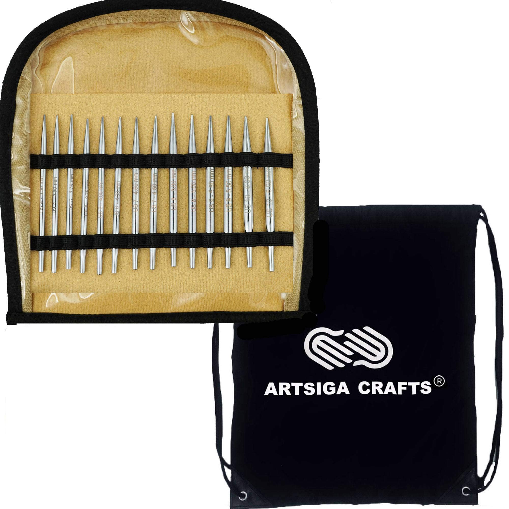 Knitter's PrideNova Platina Knitting Needles 16 inch Interchangeable Tip Set 120602 with Project Bag