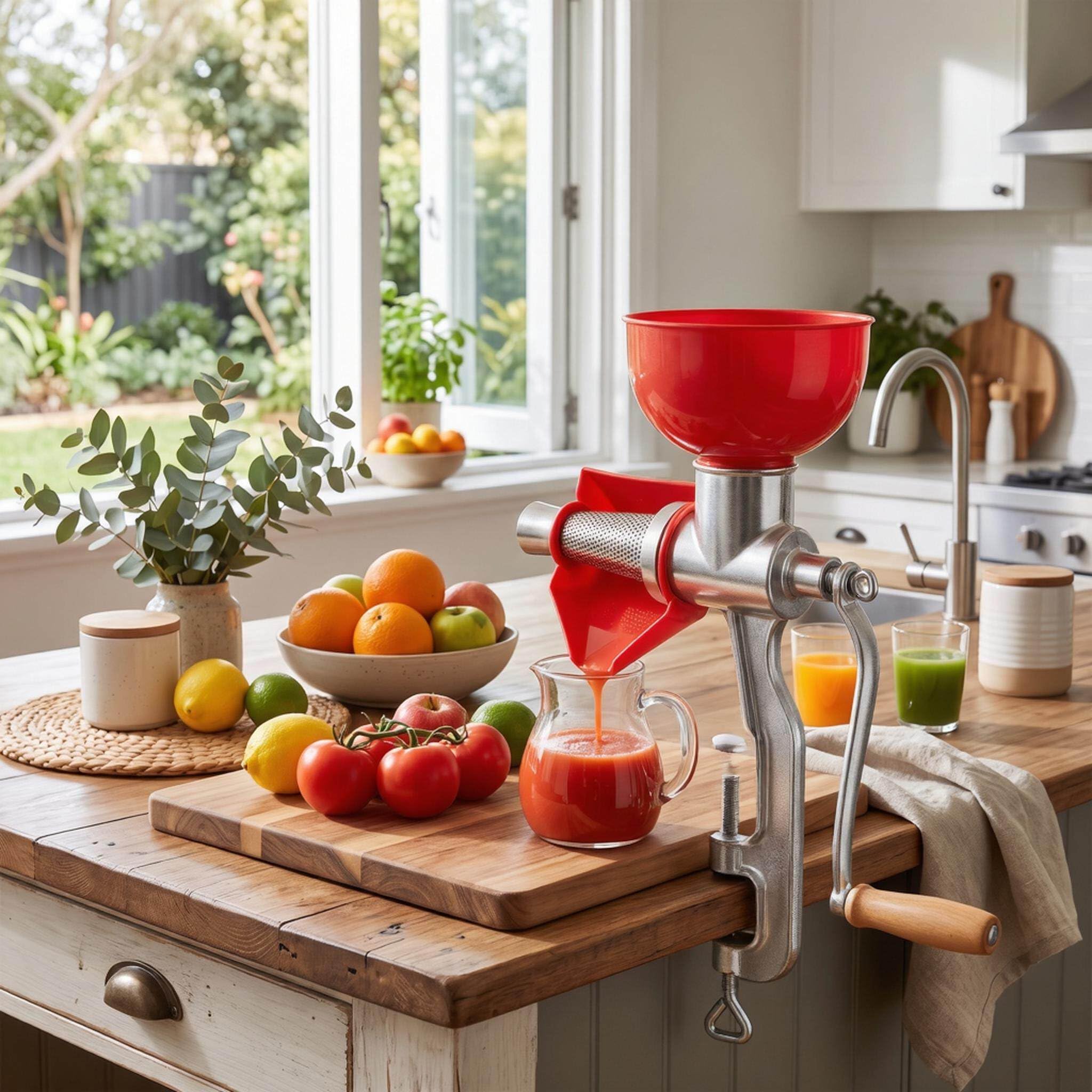 Presse-agrumes manuel à levier, grande capacité, avec filtre en acier inoxydable permet d'extraire les jus d'agrumes de tomates et de légumes facile à installer et à nettoyer
