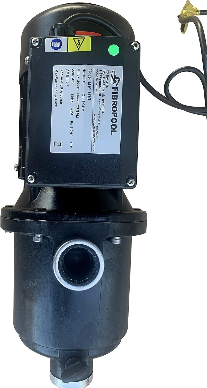FibroPool 1HP Universal Pool Cleaner Booster Pump - High-Efficiency, Quiet Operation, Compatible with Polaris and Other Pressure-Side Swimming Pool Cleaners - BP100