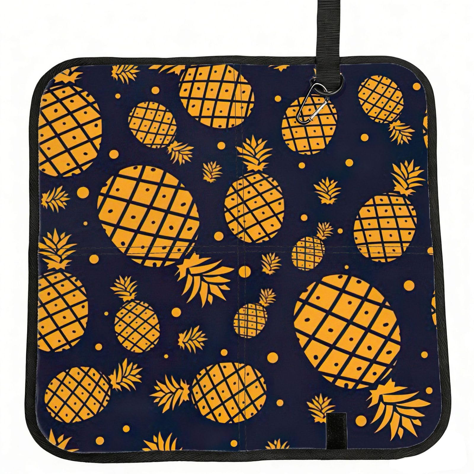 VCzsdff Golden Pineapple Print Portable Seat Cushion Folding Bleacher Pad Compact Picnic Sitting Mat Polyester 40cm