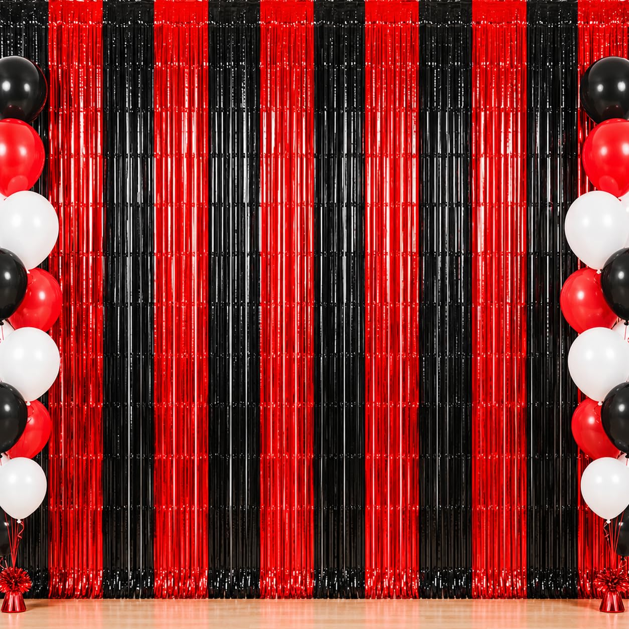 2Pcs Black Red Door Streamers,Green Photo Booth Backdrop,Metallic Streamers Green Foil Fringe Curtains for Birthday,Christmas,New Year,Halloween,St. Patrick's Day Party Streamers Decor — image 1