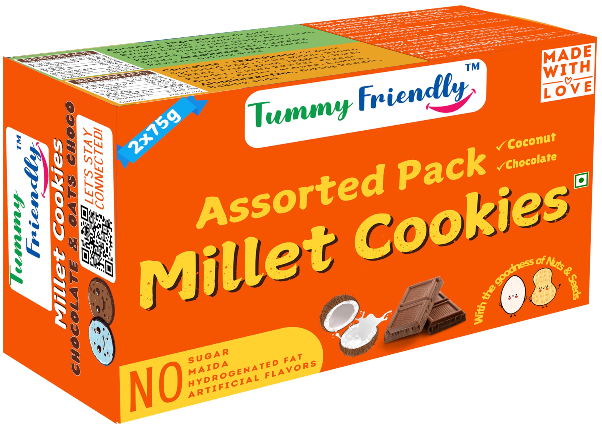 TummyFriendly Foods Coconut Millet Cookies for Kids Adults. Millet Biscuits, Ragi and Jaggery. Healthy Snacks for kids Babies 1 Year Old. Gift the Best Healthy Cookies - 75 grams (ChocoCoconut-2x75)-image-19