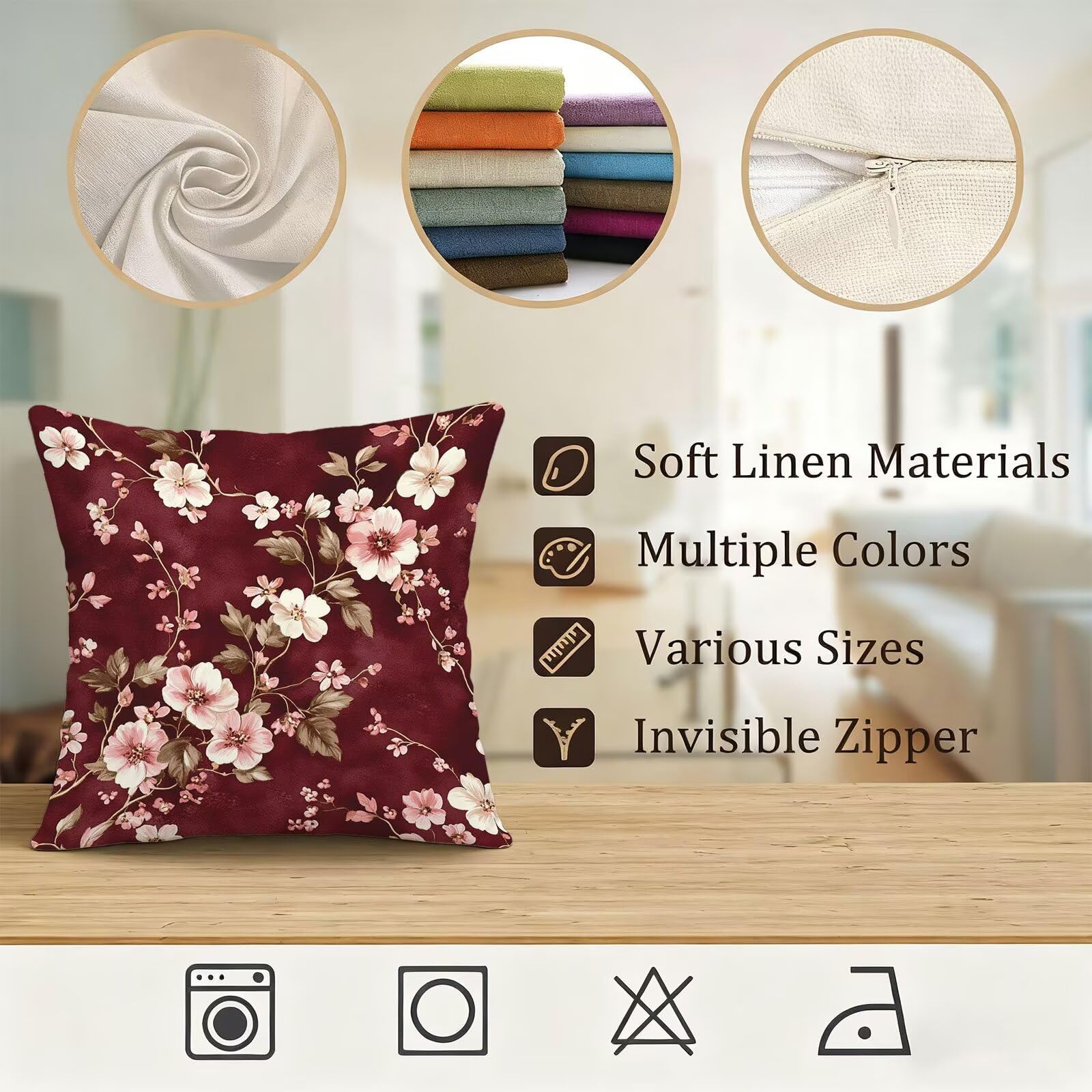 Rose Housse Coussin 60x60 Fleur Taie Oreiller 60x60 Lot de 4 Super Doux Protege Oreiller 60 x 60 Decoration Automne Taie D'oreiller Carrées Coussin Canape, pour Maison Chambre Canapé Chaise E - 870