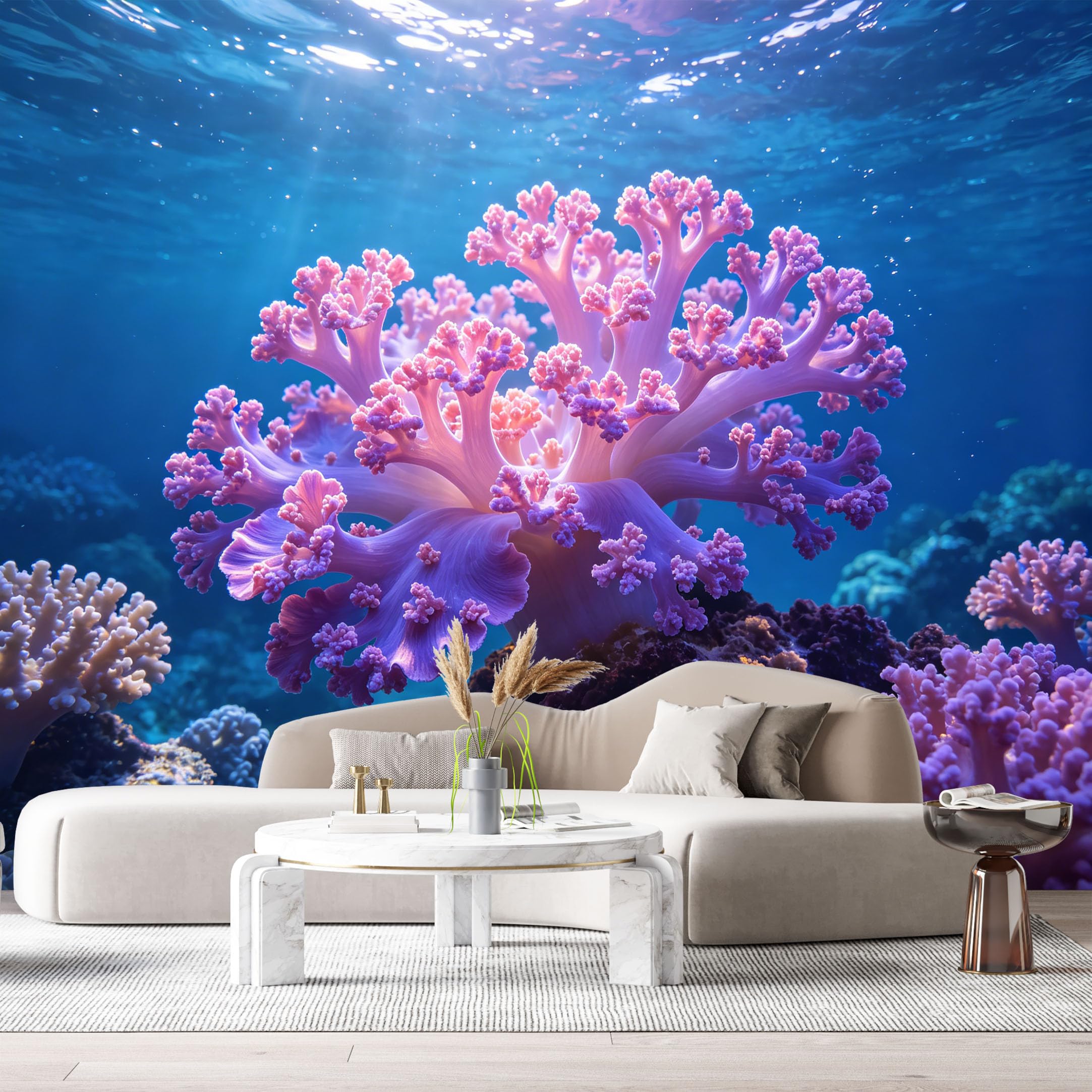 Custom Size Wall Murals Ocean Marine Coral Reef Underwater 3D Trompe L'Oeil SelfAdhesiveWall Fabric Removable Wallpaper Wall Decor for Living Room Bedroom Bathroom