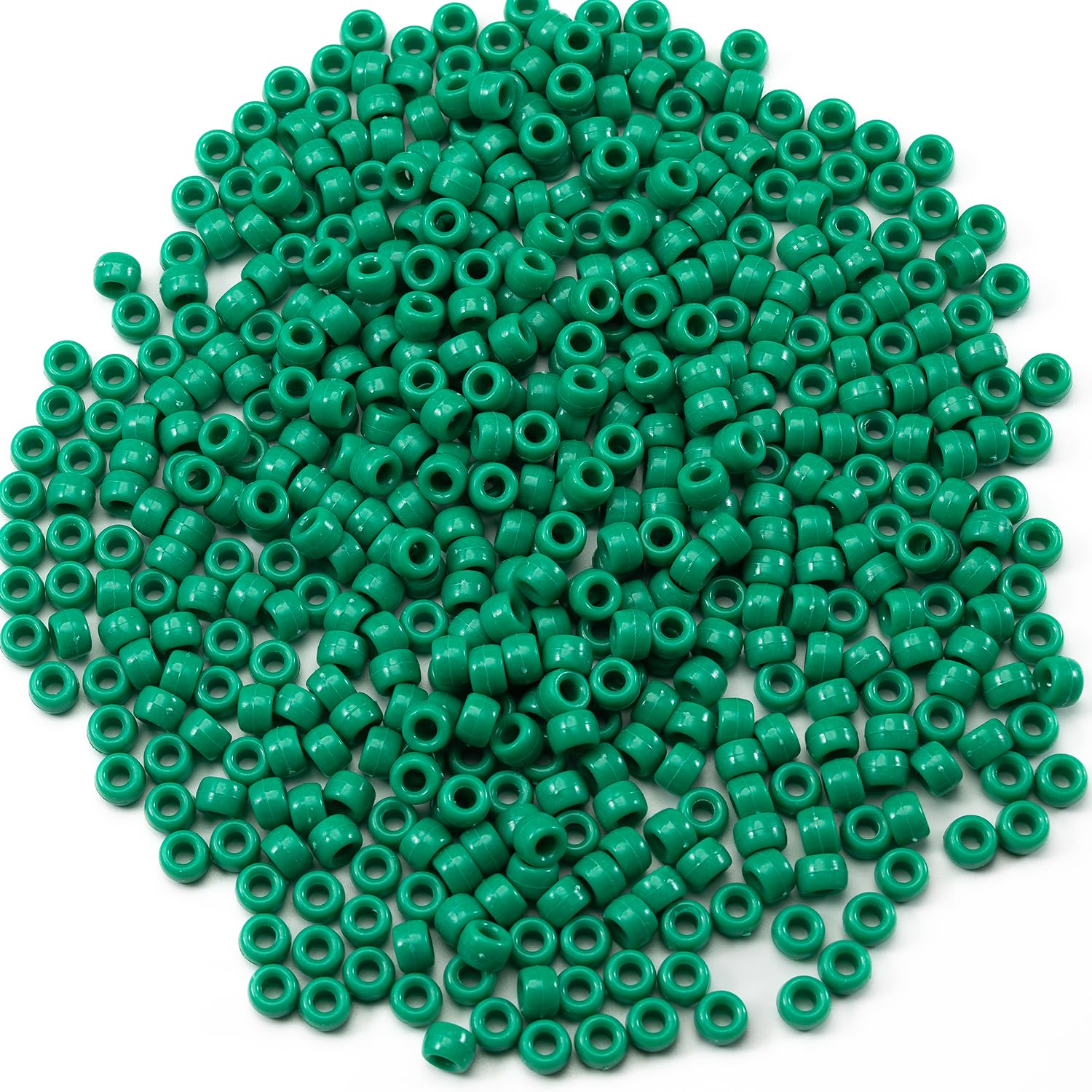 1000 Perline Pony Verdi Per Bambini, 6x9 Mm, Foro 4 Mm, In Plastica, Per Bracciali Dell'Amicizia E Creazione Gioielli Fai Da Te - 2