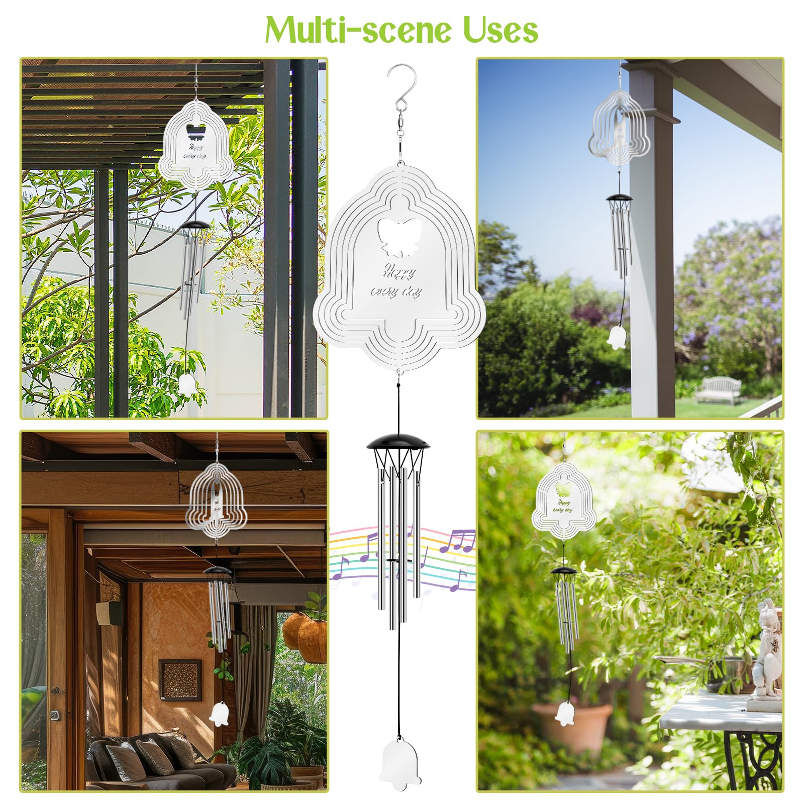 Windspiel mit Glocken, stark reflektierend, Outdoor-Gartendekoration, Windspiel, Geschenke für Frauen, Mutter, Ruhestand, Lehrer, Eltern, Geburtstag, Gedenkgeschenk für Garten, Veranda, Terrasse,