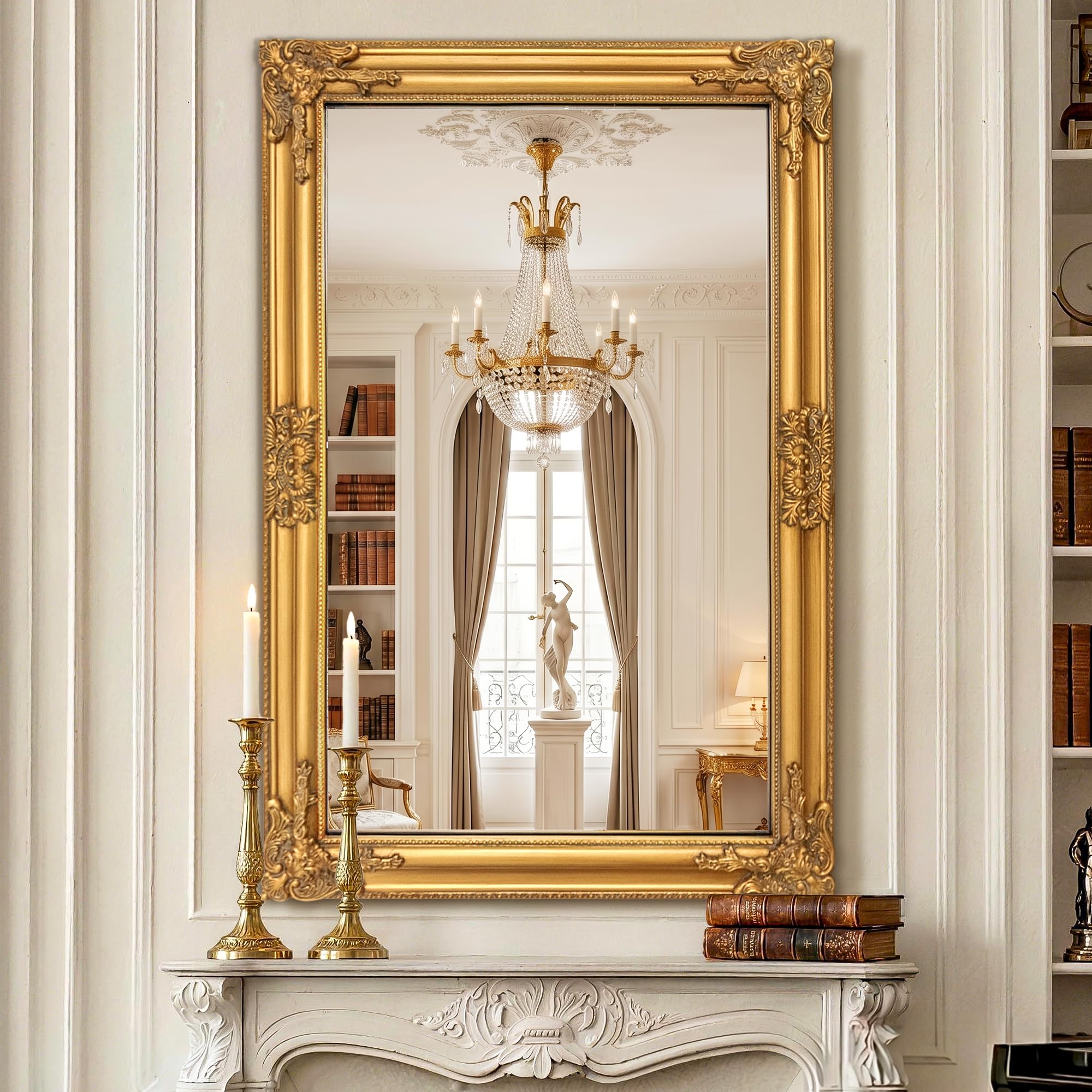 FICTOR Vintage Gold Wall Mirror