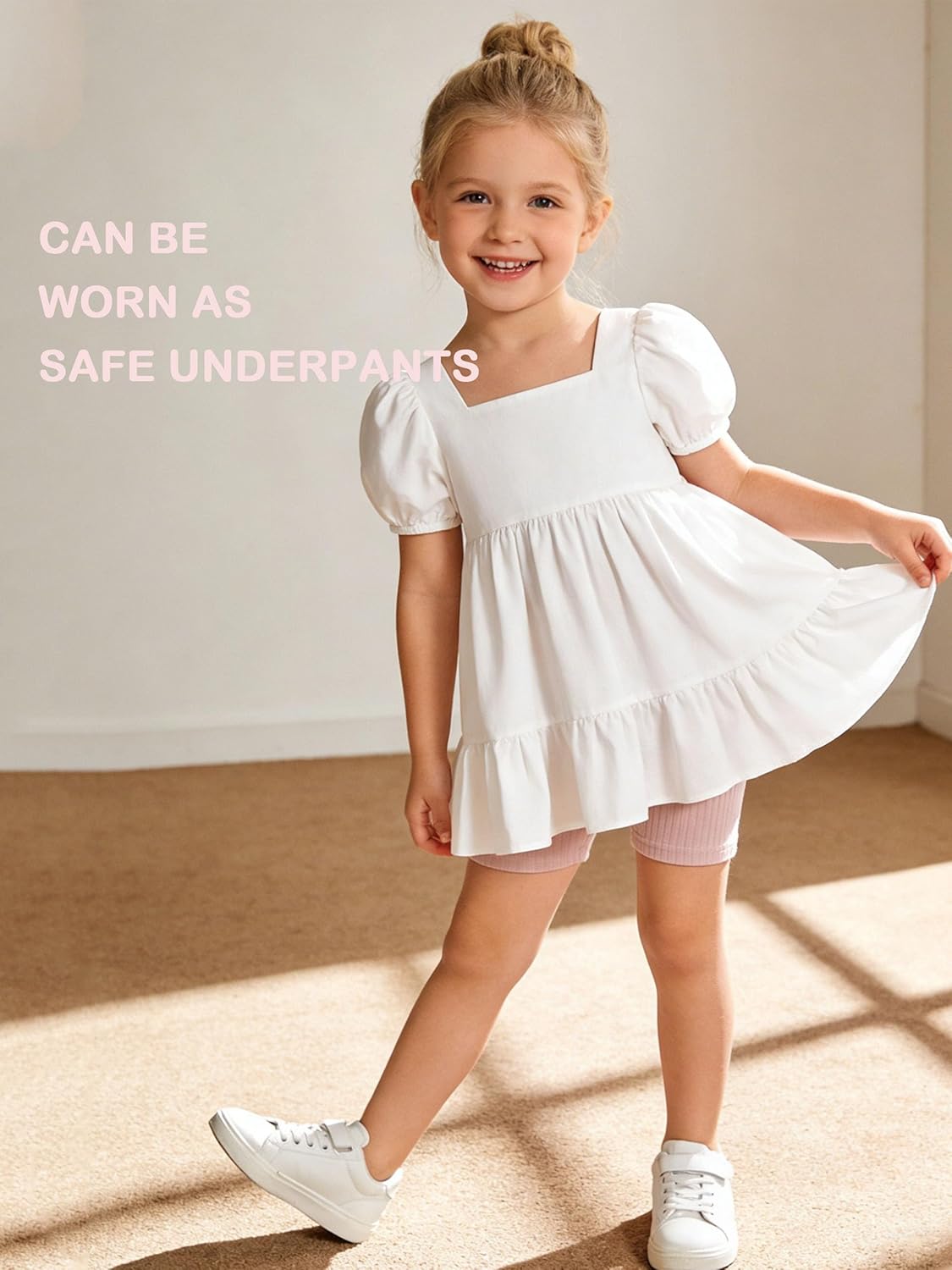 Bafeicao Toddler Organic Cotton Cartwheel Shorts Biker Tights Under Dress Girls Dance Bottom Solid Color 4 Pack - Image 7