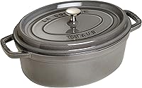 Vista 1 de Staub La Cocotte Oval 40500-236 Pico Cocotte Oval Gris 9.1 pulgadas (23 cm) Olla de hierro fundido esmaltada para Manos Izquierdas, Compatible