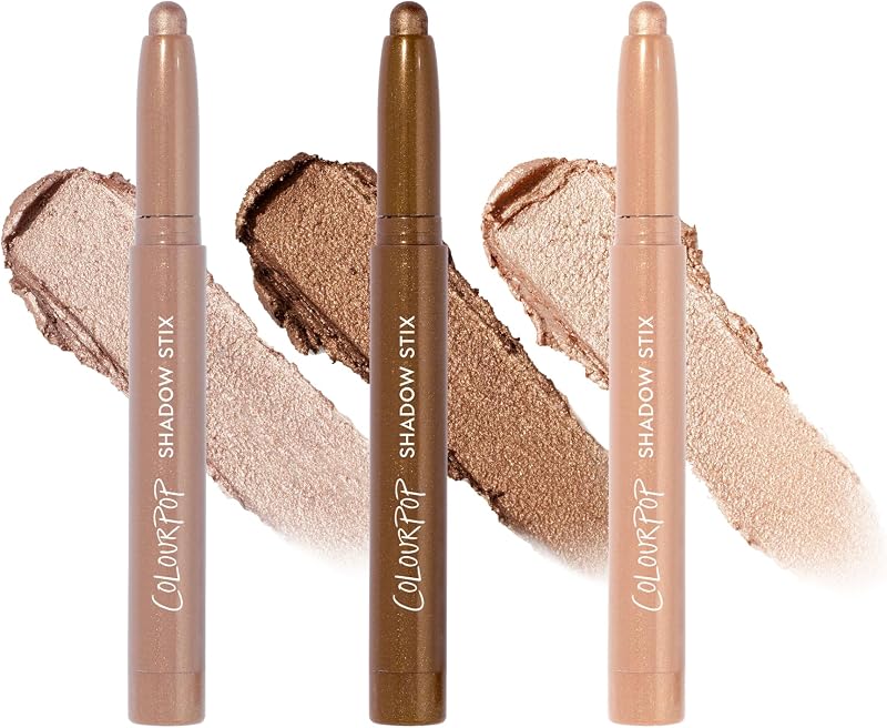 ColourPop Sparkling Neutrals Shadow Stix Makeup Kit - Shimmer Eyeshadow Make Up Set - Vegan & Cruelty-Free Cream Eyeshadow Sticks with High-Pigment & Metallic Finishes (3 Count)