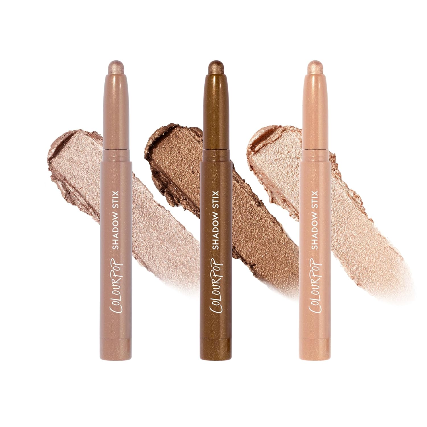 ColourPop Sparkling Neutrals Shadow Stix Makeup Kit - Shimmer Eyeshadow Make Up Set - Vegan & Cruelty-Free Cream Eyeshadow Sticks with High-Pigment & Metallic Finishes (3 Count)