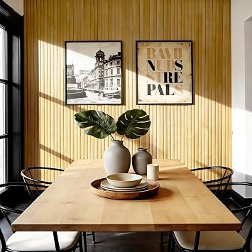 Natural Bamboo Wall Panel for Interior Wall Decor, Pole Wrap Wainscoting Wall Cladding Panel for Kitchen Island, Bedroom, Living Room, Office, Light-Carbonized (48 * 96)