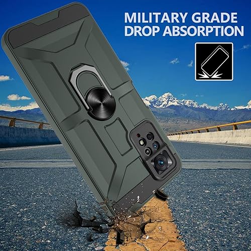 Vista 9 de Redmi Note 11 Pro - Funda con protector de pantalla de vidrio templado 3X, soporte de anillo integrado y soporte magnético para automóvil, funda a