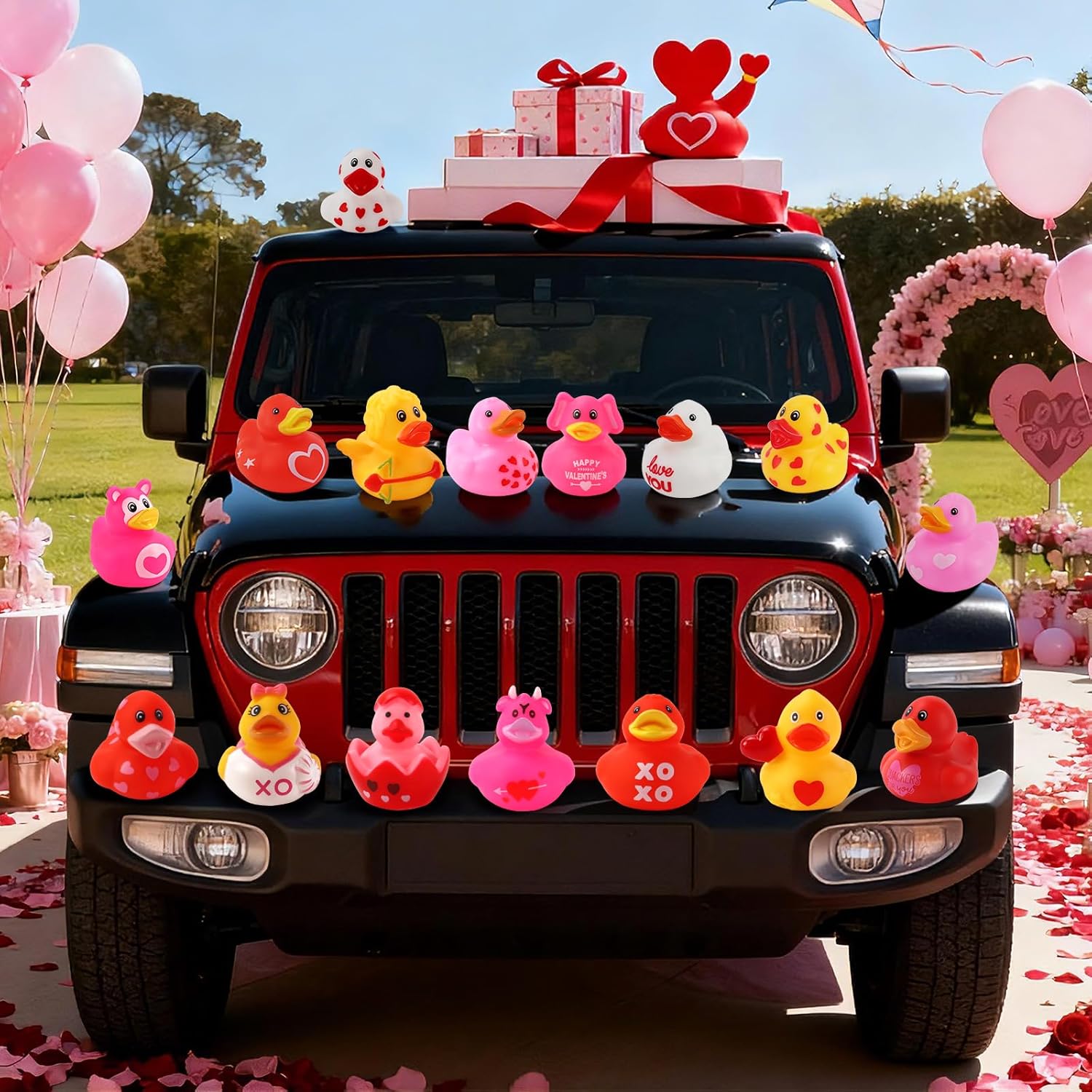 72 Pcs Valentine Rubber Ducks - Holiday Ducks Bag Fillers Ducking, Bathtub Toys, Party Favors, Classroom Game Prizes, Valentine Day Decorations