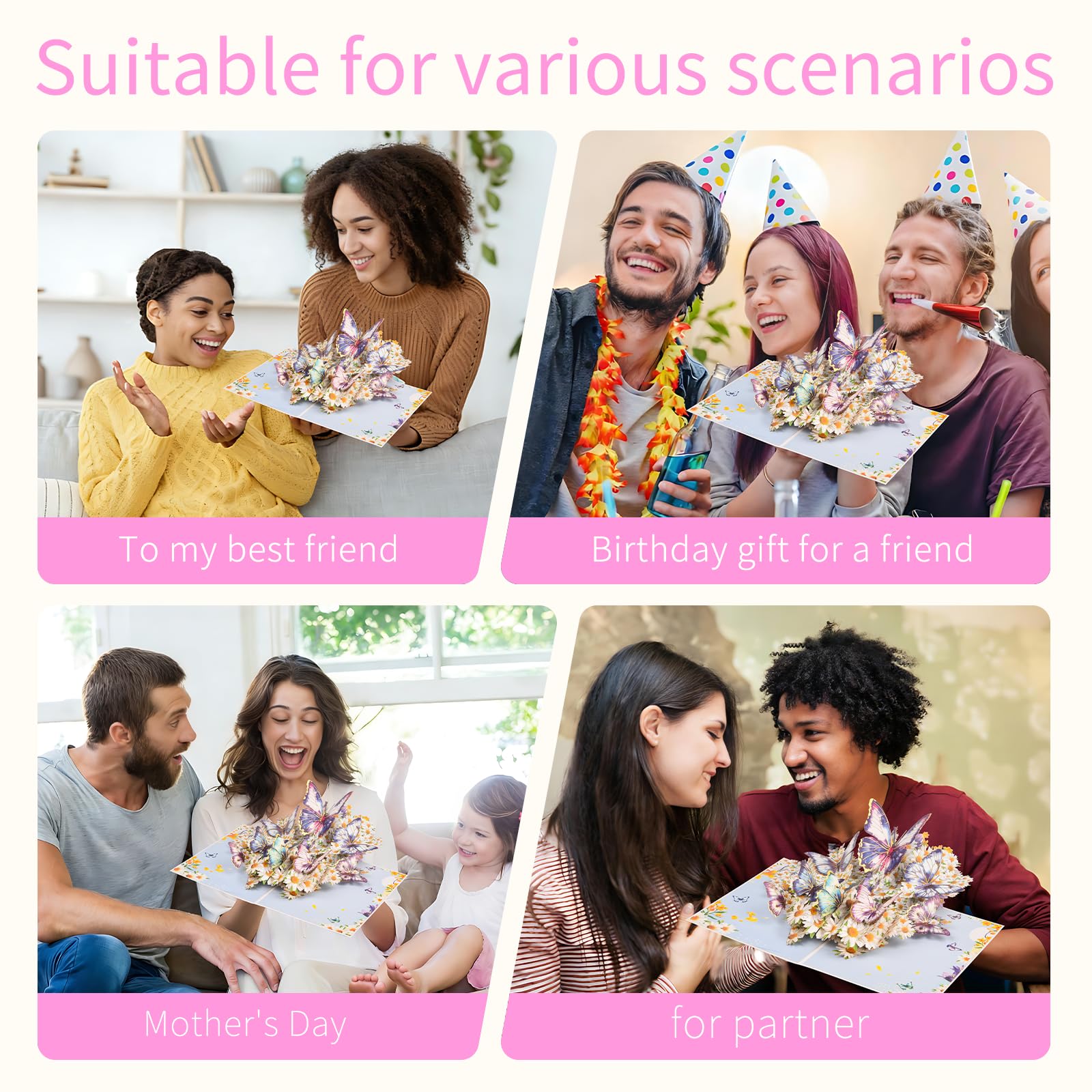 Cartes de vœux pop-up 3D pour femme – Cadeau attentionné pour maman, épouse, petite amie, sœur, fille, amie | Pour anniversaire, remerciement, Saint-Valentin, Noël, fête des mères « Thinking of You