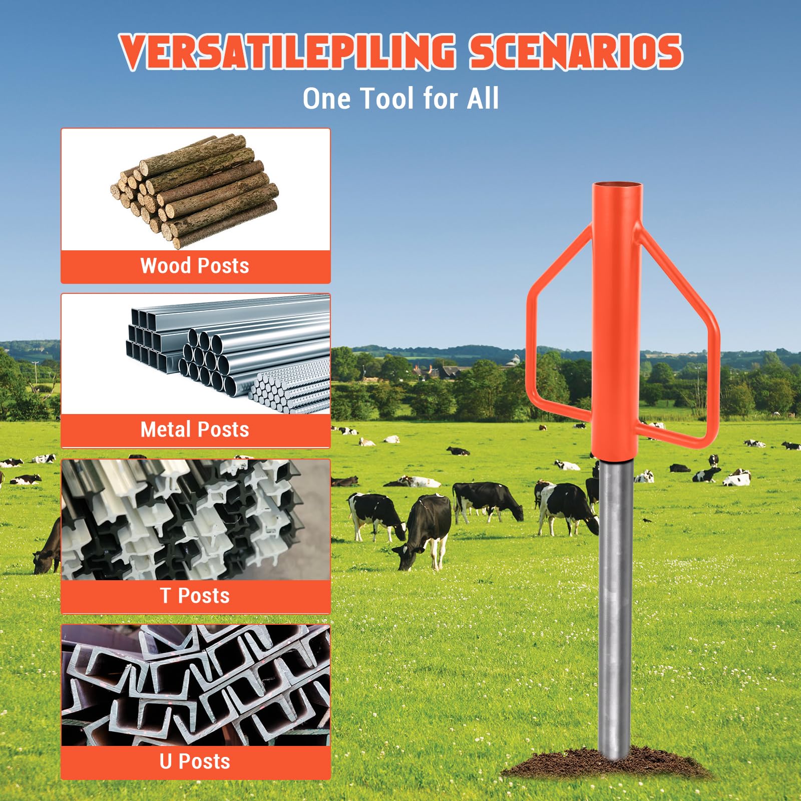 Amazon.com : T Post Driver with Handles 12 LB Metal Fence Post Driver for U  Fence Post Wooden Post Chainlink Fence,Heavy Duty Hand Post Pounder with  Handle (Orange) : Tools & Home