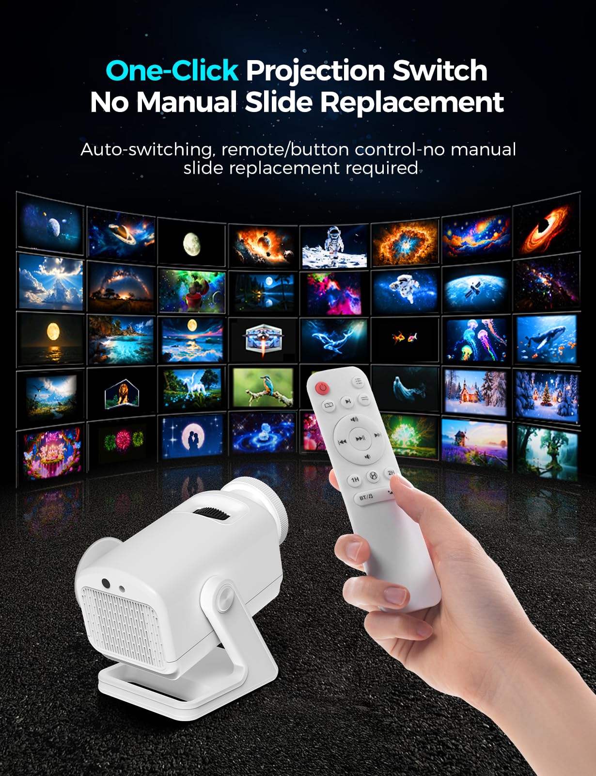 Proiettore di stelle 3D con oltre 60 motivi spaziali HD, Bluetooth, telecomando e timer – Luce notturna per camera da letto, camera dei bambini, regalo per adulti e bambini