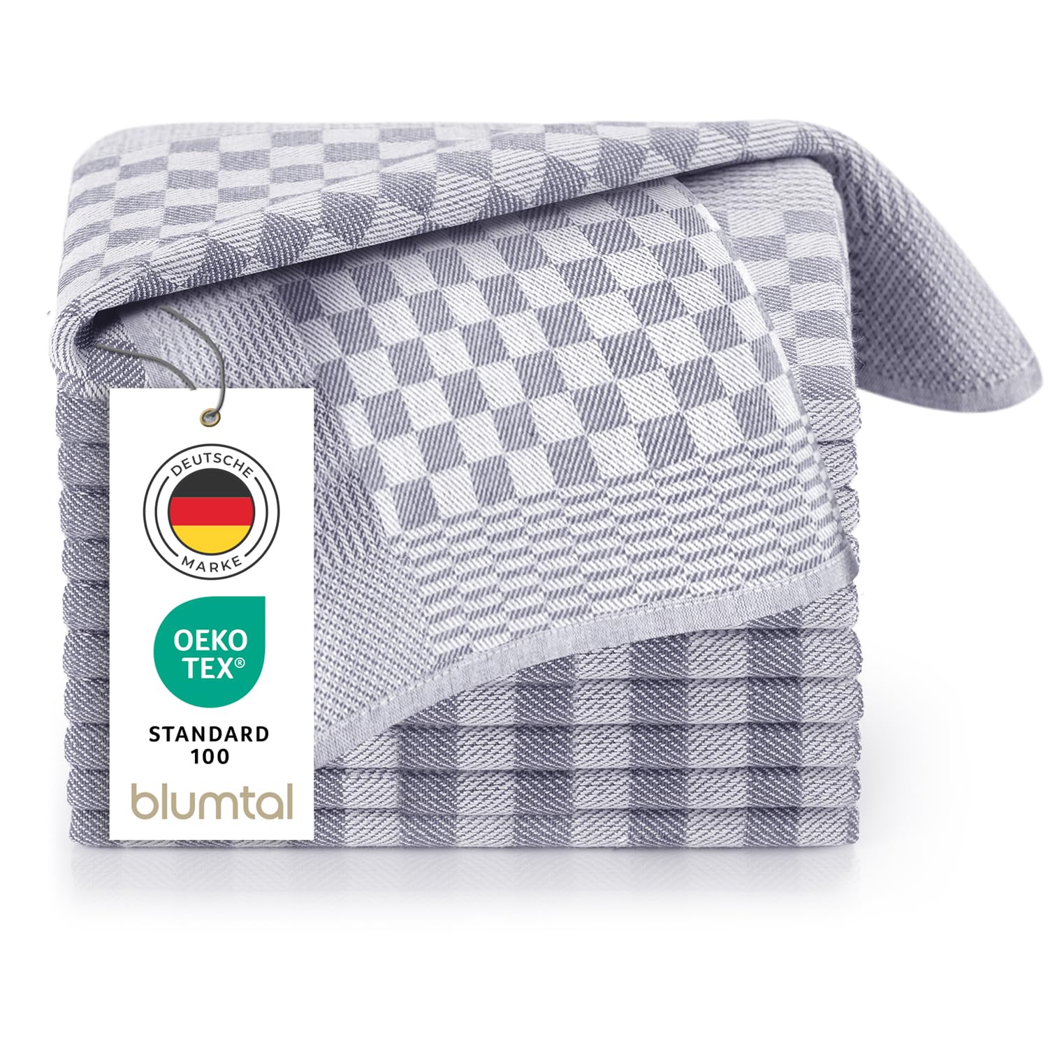Blumtal Geschirrtücher Baumwolle 50x70 cm im 20er Set - Oeko-TEX zertifizierte Küchentücher - extrem saugstarke Geschirrhandtücher - Kitchen Towels waschbar bis 95 °C - Geschirrtücher Grau-Weiß Karo