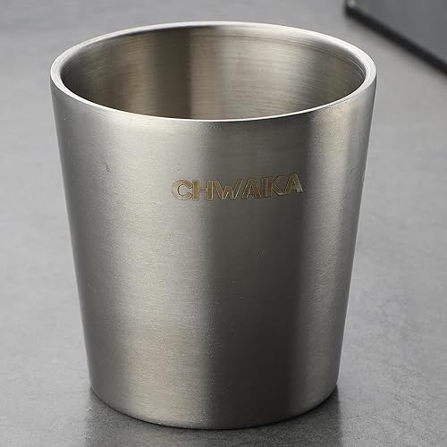 Juego de 4 tazas de té de acero inoxidable de doble pared de 7 onzas, taza de té chino sin mango, taza de té de yerba mate coreana (estilo A)