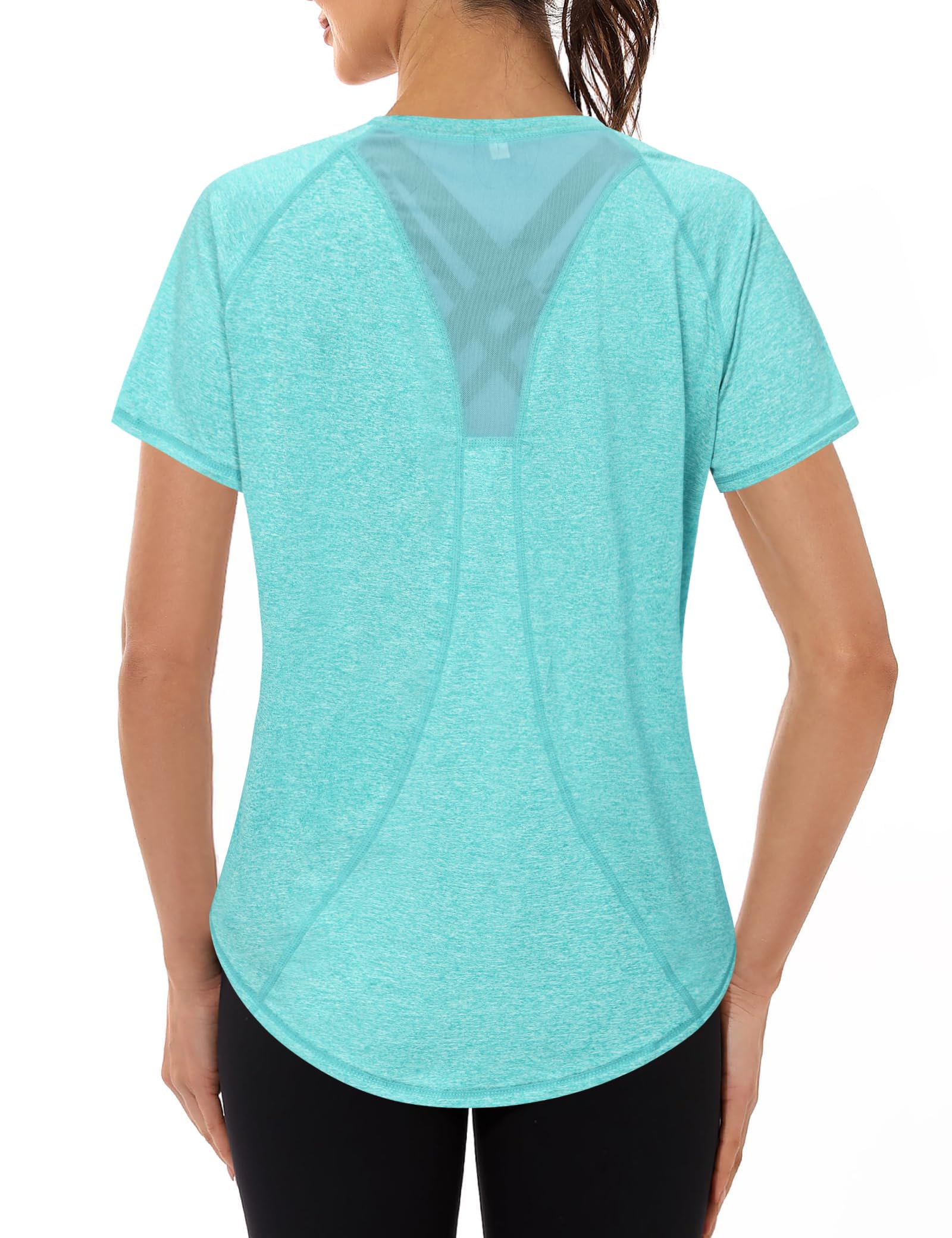 Gyabnw UV-Schutz Funktionsshirt Sportshirt Damen Atmungsaktiv Laufshirt Kurzarm Fitness Sport Oberteil Wandern Yoga