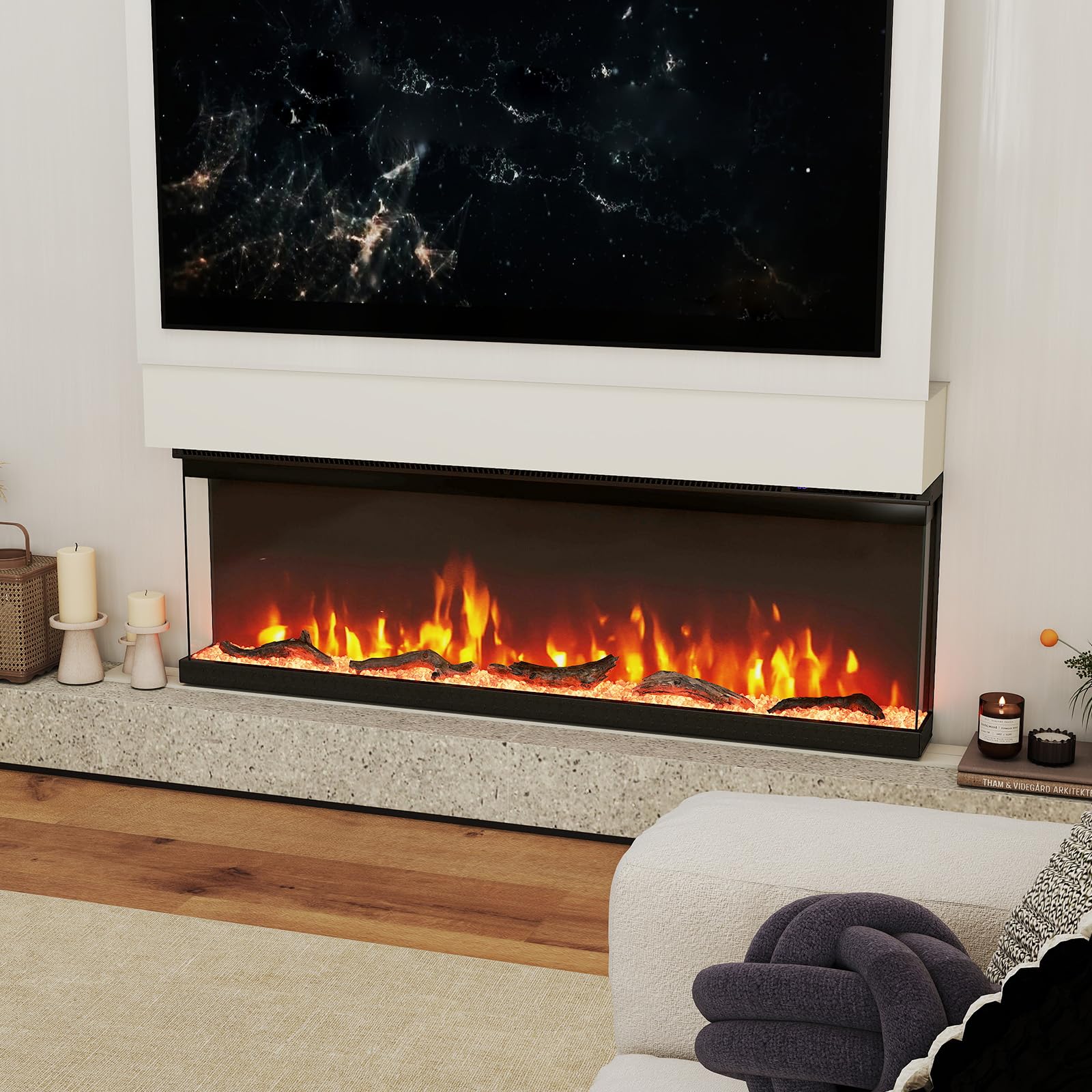 Tangkula 3-Sided 50 Inch Electric Fireplace