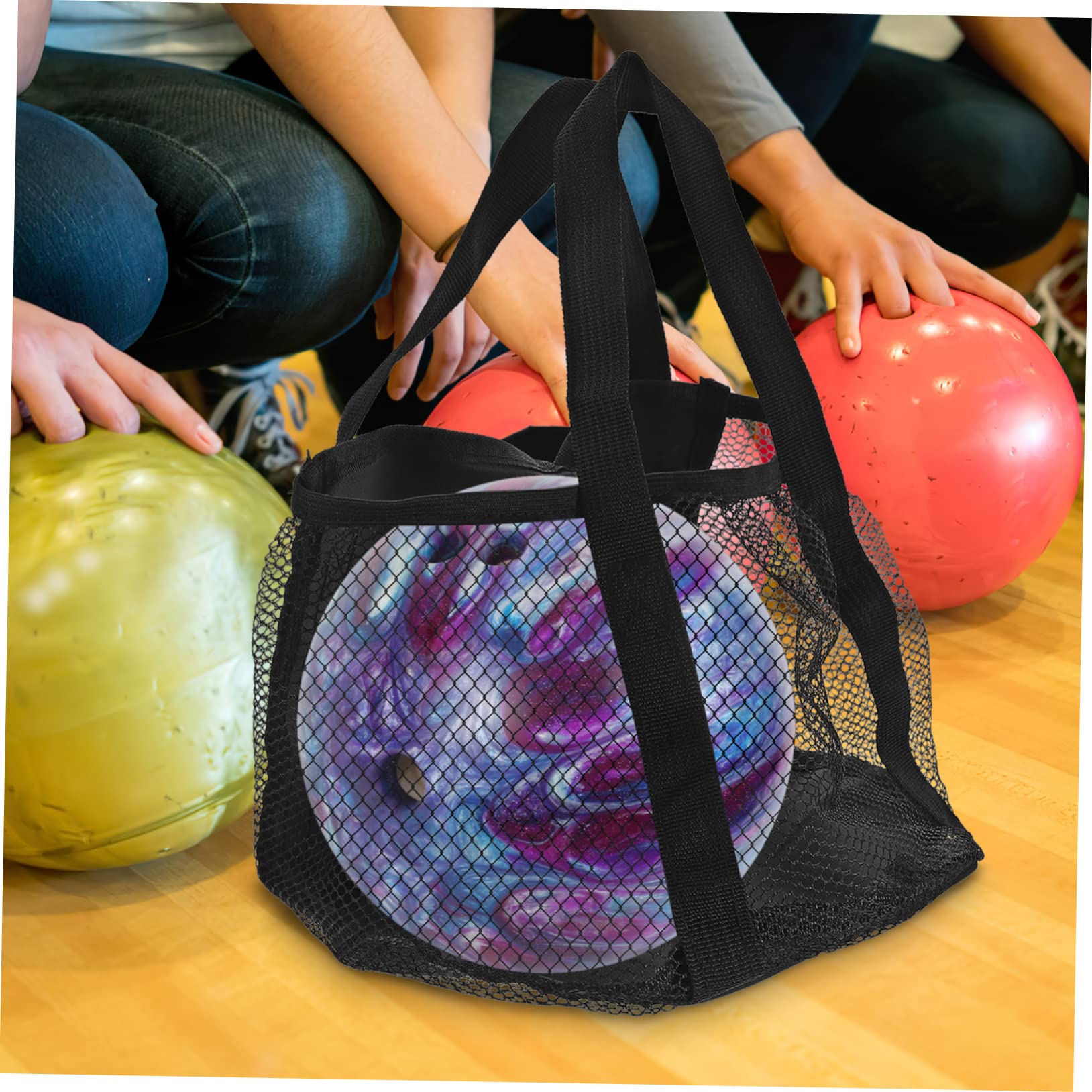 Bowling-Einkaufstasche Balltasche Sportball -Tasche Bowlingtasche Sporttasche Im Mesh-Design Bälle Tasche Bowling -Bag -Rucksack Bowlingzubehör Reisen Oxford-Stoff Schwarz