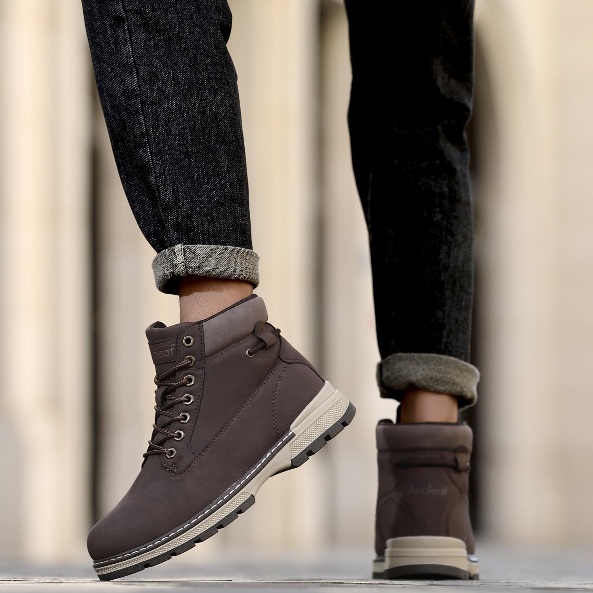 ANALEAF Herren Winterschuhe Schneestiefel Rutschfest Winterstiefel