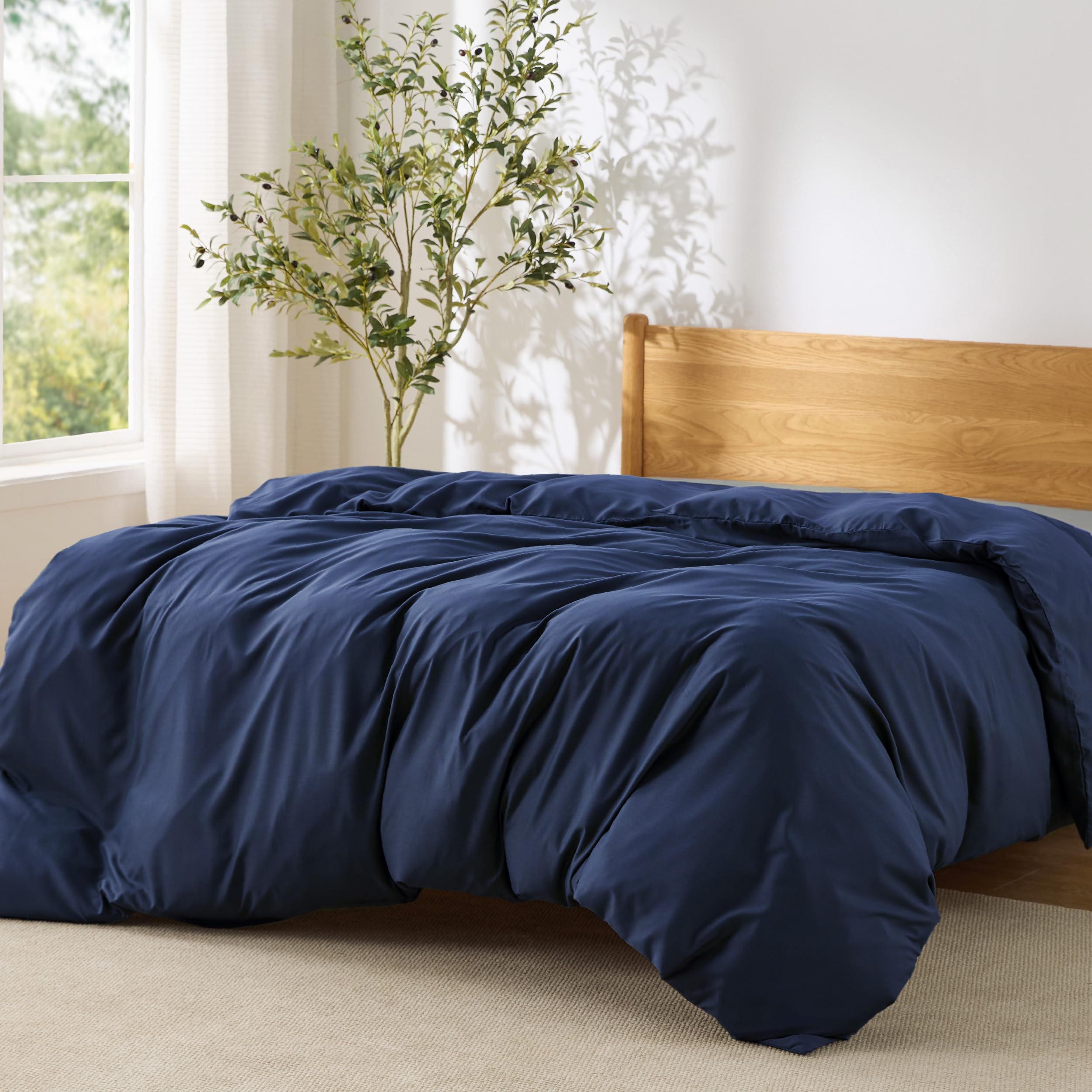 Bedsure Duvet Cover King Size, 1Pc Soft Double Brushed Bedding, Navy Blue